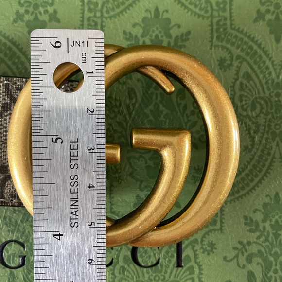 Gucci Brown Logo Pattern Belt Double G Metal Buckle - Picture 7 of 7